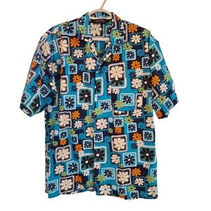Y2K Vintage Sean John Blue and Orange Summer Beach Shirt